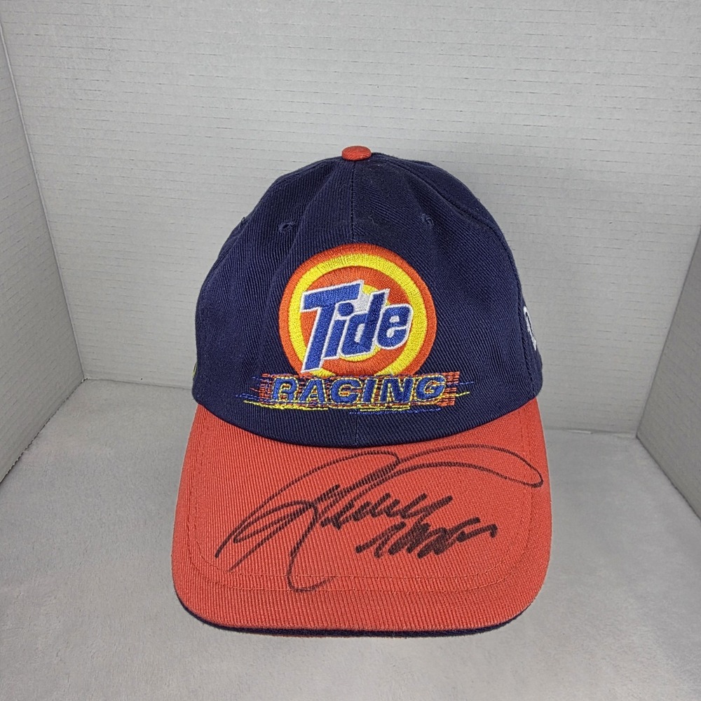 Vintage Autographed Ricky Craven TIDE RACING NASCAR #32 Adjustable Hat Blue
